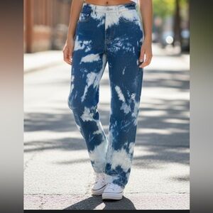 Elan Tie Dye High Rise Straight Leg Cropped Jeans Women's Medium button fly NWT